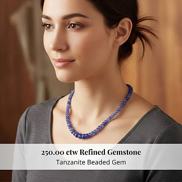 Shop Lc Rhapsody 950 Platinum AAAA Tanzanite Beaded Graduated Necklace 18 Inches 250.00 Ctw