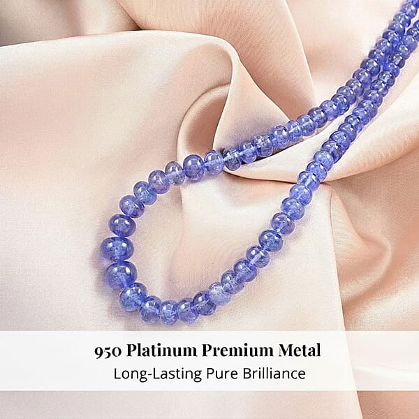 Shop Lc Rhapsody 950 Platinum AAAA Tanzanite Beaded Graduated Necklace 18 Inches 250.00 Ctw