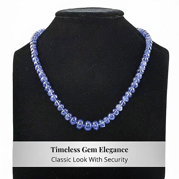 Shop Lc Rhapsody 950 Platinum AAAA Tanzanite Beaded Graduated Necklace 18 Inches 250.00 Ctw