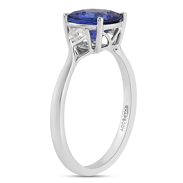 Shop Lc Rhapsody 950 Platinum AAAA Tanzanite Diamond (E-F VS) (0.20 Cts) Ring (4.25 G) 3.00 Ctw (Del. In 10-15 Days)