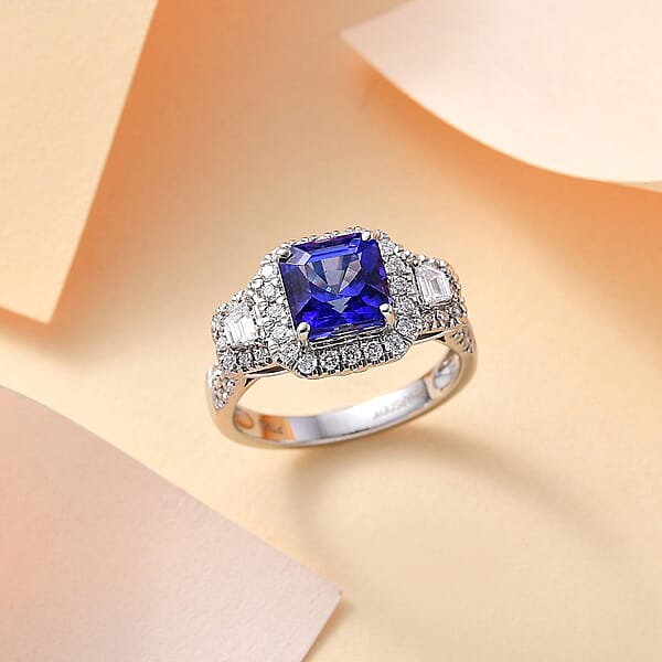 Shop Lc Rhapsody 950 Platinum AAAA Tanzanite Diamond (E-F VS) Ring 3.56 Ctw