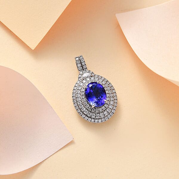 Shop Lc Rhapsody 950 Platinum AAAA Tanzanite Diamond (E-F VS) Pendant Without Chain 4.03 Ctw