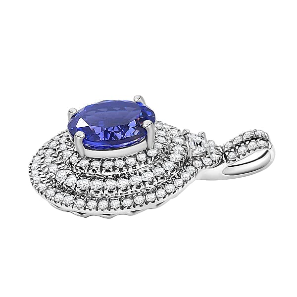 Shop Lc Rhapsody 950 Platinum AAAA Tanzanite Diamond (E-F VS) Pendant Without Chain 4.03 Ctw