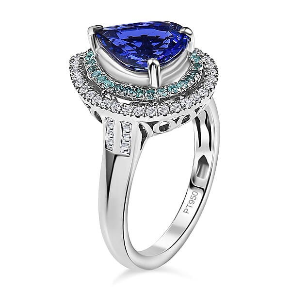 Shop Lc Rhapsody 950 Platinum AAAA Tanzanite Paraiba Tourmaline And Diamond (E-F VS2) (0.51 Cts) Ring (9.60 G) 4.50 Ctw