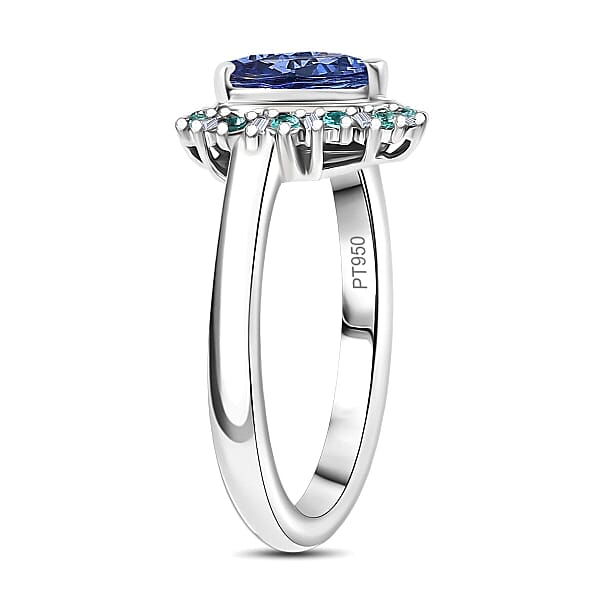 Shop Lc Rhapsody 950 Platinum AAAA Tanzanite Paraiba Tourmaline And Diamond (E-F VS2) Heart Ring 2.20 Ctw