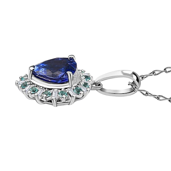 Shop Lc Rhapsody 950 Platinum AAAA Tanzanite Paraiba Tourmaline Diamond (E-F VS2) Pendant Necklace (20 Inches) (4.45 G) 2.15 Ctw