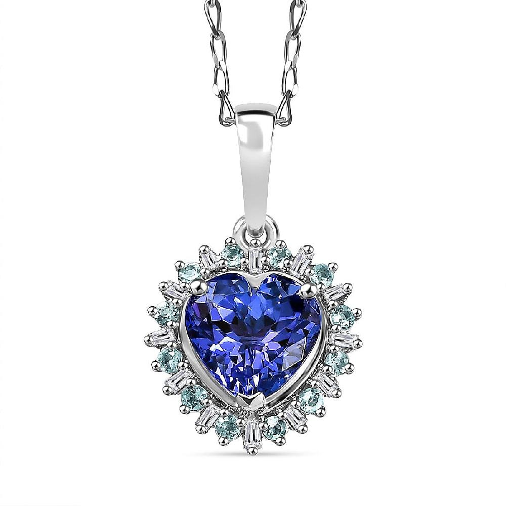 shop lc Rhapsody 950 Platinum AAAA Tanzanite Paraiba Tourmaline Diamond (E-F VS2) Pendant Necklace (20 Inches) (4.45 g) 2.15 ctw
