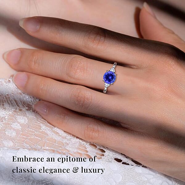 Shop Lc Rhapsody 950 Platinum AAAA Tanzanite Ring E-F VS Diamond Accent Ring Certified & Appraised Tanzanite Ring Trilogy Ring 950 Platinum Ring Trilogy Engagement Ring 2.10 Ctw