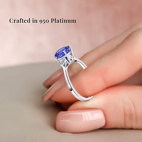 Shop Lc Rhapsody 950 Platinum AAAA Tanzanite Ring E-F VS Diamond Accent Ring Certified & Appraised Tanzanite Ring Trilogy Ring 950 Platinum Ring Trilogy Engagement Ring 2.10 Ctw