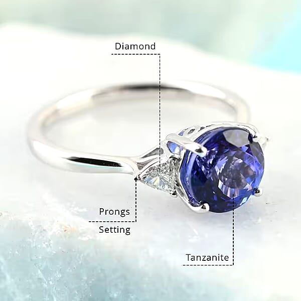 Shop Lc Rhapsody 950 Platinum AAAA Tanzanite Ring E-F VS Diamond Accent Ring Certified & Appraised Tanzanite Ring Trilogy Ring 950 Platinum Ring Trilogy Engagement Ring 2.10 Ctw