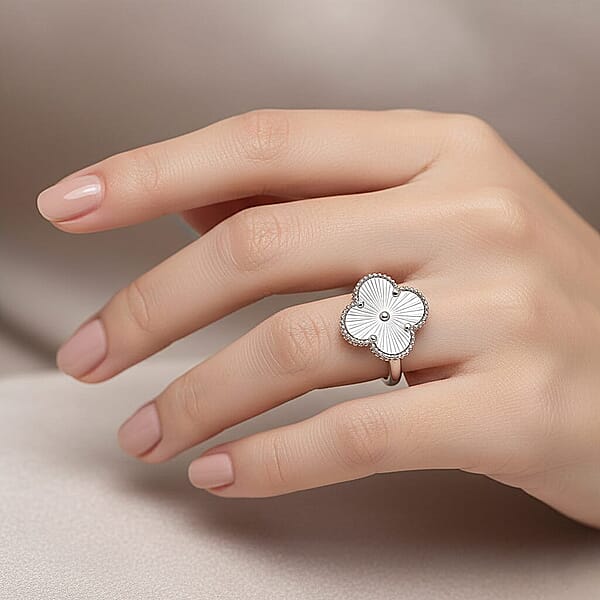 Shop Lc Rhapsody 950 Platinum Clover Ring 5.40 Grams