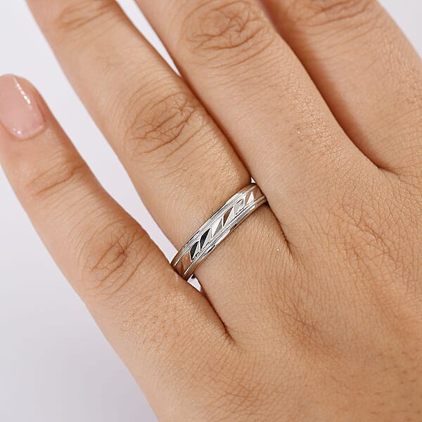 Shop Lc Rhapsody 950 Platinum Diamond-Cut Timeless Harmony Band Ring 5.15 Grams
