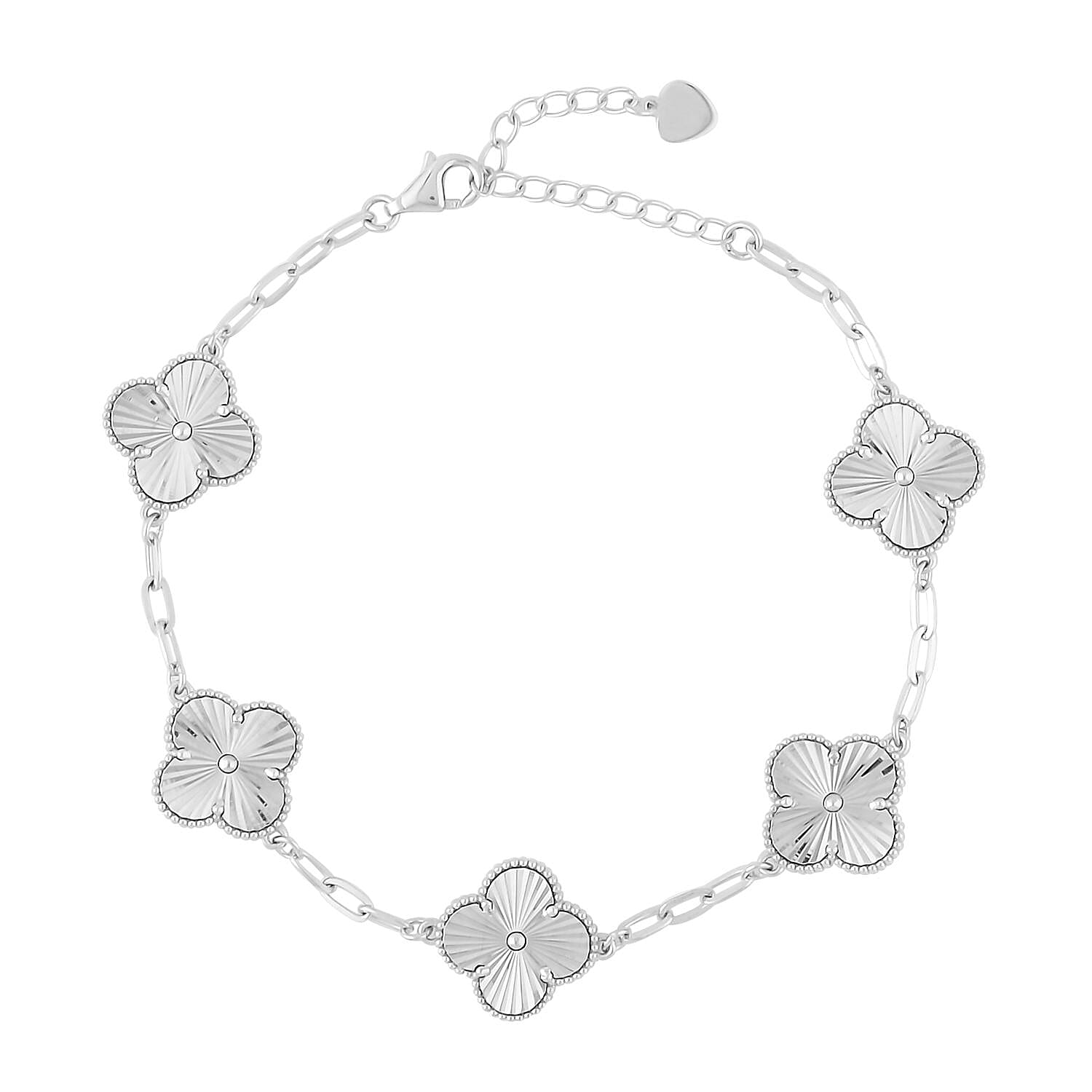 shop lc Rhapsody 950 Platinum Electroform Clover Bracelet (6.50 In) with Lobster Lock & 1.5 Extender 13.65 Grams