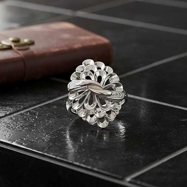 Shop Lc Rhapsody 950 Platinum Peacock Feather Ring 6 Grams