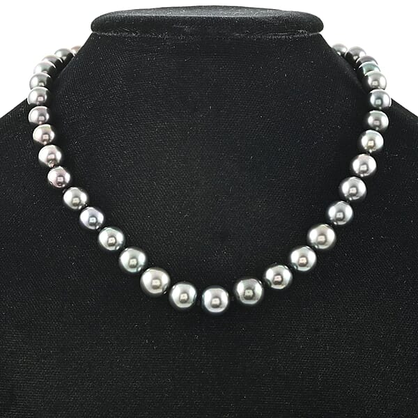 Shop Lc Rhapsody 950 Platinum Premium Tahitian Pearl Graduated 8-12mm Necklace 18-20 Inches