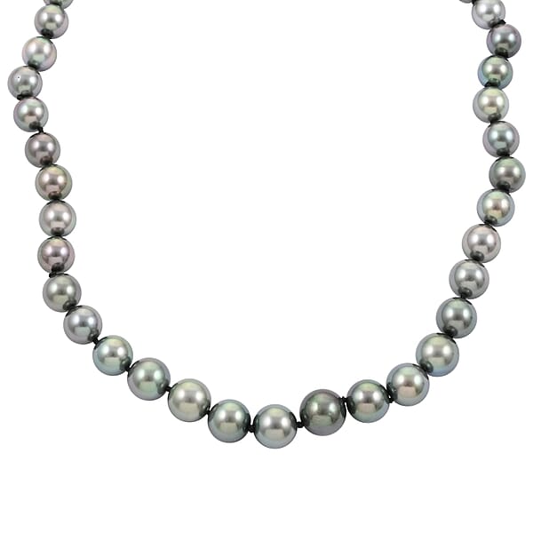 Shop Lc Rhapsody 950 Platinum Premium Tahitian Pearl Graduated 8-12mm Necklace 18-20 Inches