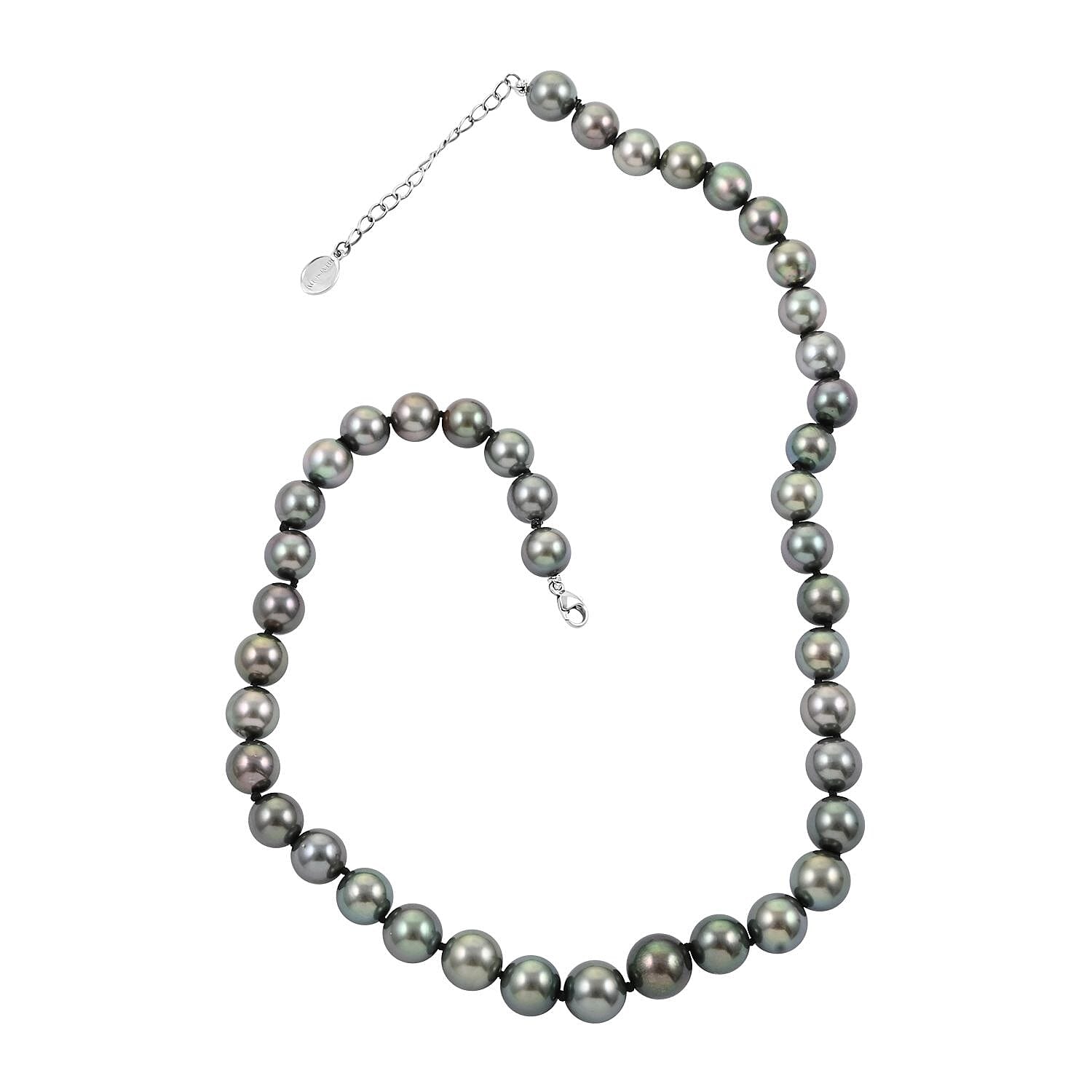 shop lc Rhapsody 950 Platinum Premium Tahitian Pearl Graduated 8-12mm Necklace 18-20 Inches