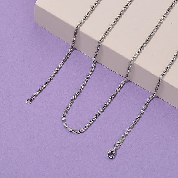 Shop Lc Rhapsody 950 Platinum Rope Chain Necklace (20 Inches) (8.40 Grams)