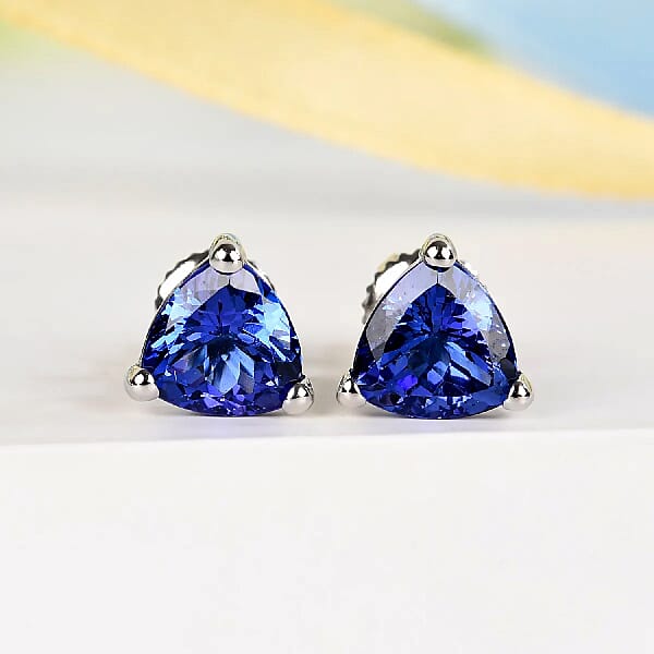 Shop Lc Rhapsody 950 Platinum Tanzanite 2.50 Ctw Earrings Platinum Stud Earrings Tanzanite Solitaire Earrings Solitaire Studs