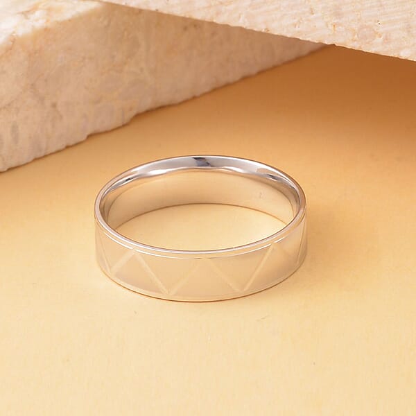 Shop Lc Rhapsody 950 Platinum ZigZag Texture Band Ring (5.75 Grams)