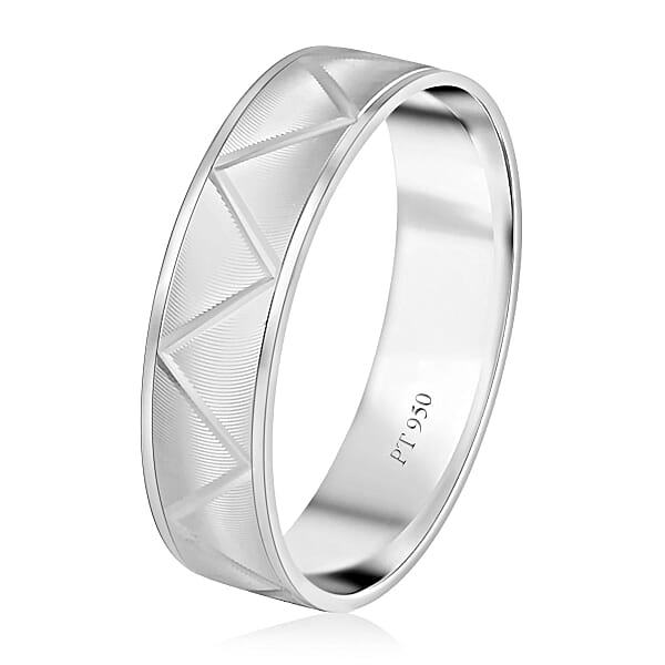 Shop Lc Rhapsody 950 Platinum ZigZag Texture Band Ring (5.75 Grams)