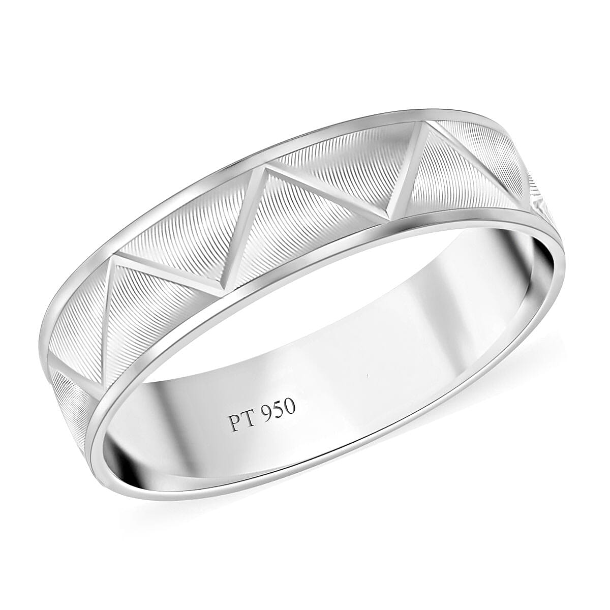 shop lc Rhapsody 950 Platinum ZigZag Texture Band Ring (5.75 Grams)