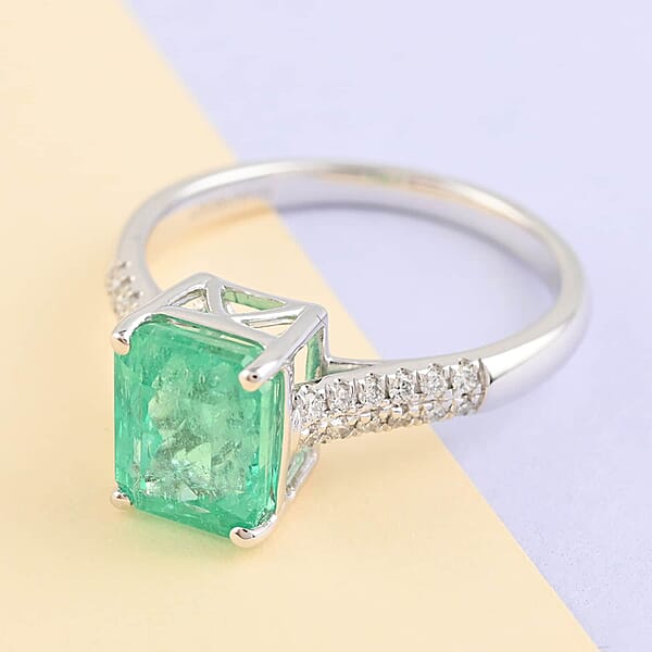 Shop Lc Rhapsody AAAA Boyaca Colombian Emerald And E-F VS Diamond 3.00 Ctw Ring In 950 Platinum
