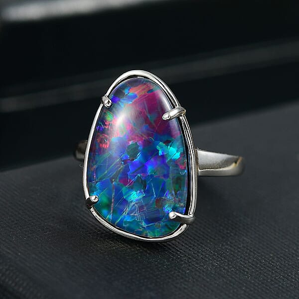 Shop Lc Rhapsody AAAA Elysian Opal Triplet 9.40 Ctw Solitaire Ring In 950 Platinum