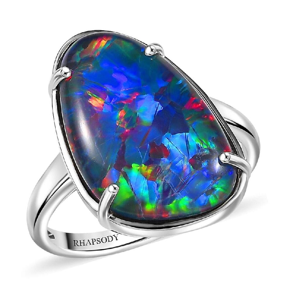 shop lc Rhapsody AAAA Elysian Opal Triplet 9.40 ctw Solitaire Ring in 950 Platinum