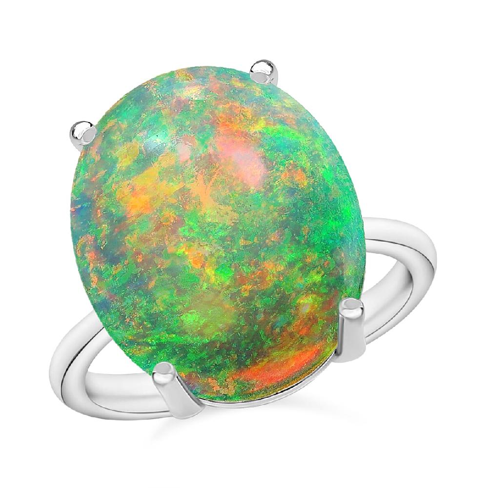 shop lc Rhapsody AAAA Ethiopian Welo Opal 5.00 ctw Solitaire Ring in 950 Platinum 5.50 Grams (Del. in 10-12 Days)