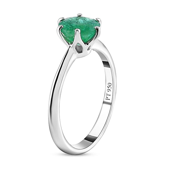 Shop Lc Rhapsody AAAA Kagem Zambian Emerald 1.25 Ctw Solitaire Ring In 950 Platinum 4.25 Grams