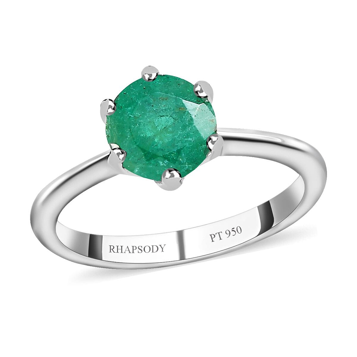 shop lc Rhapsody AAAA Kagem Zambian Emerald 1.25 ctw Solitaire Ring in 950 Platinum 4.25 Grams