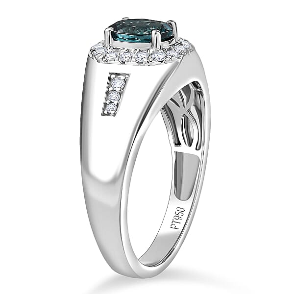 Shop Lc Rhapsody AAAA Lagoon Tourmaline Diamond Heart Men's Ring In 950 Platinum 1.35 Ctw