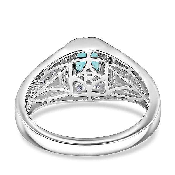 Shop Lc Rhapsody AAAA Lagoon Tourmaline Diamond Heart Men's Ring In 950 Platinum 1.35 Ctw