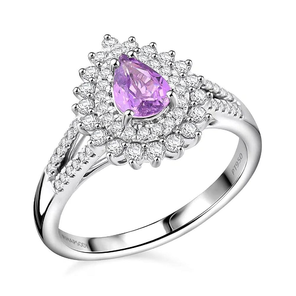 shop lc Rhapsody AAAA Madagascar Purple Sapphire and E-F VS Diamond 1.26 ctw Ring in 950 Platinum 7.25 Grams
