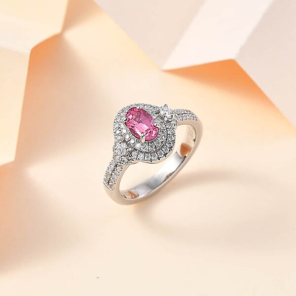 Shop Lc Rhapsody AAAA Mahenge Spinel And E-F VS Diamond 1.15 Ctw Ring In 950 Platinum 6.65 Grams