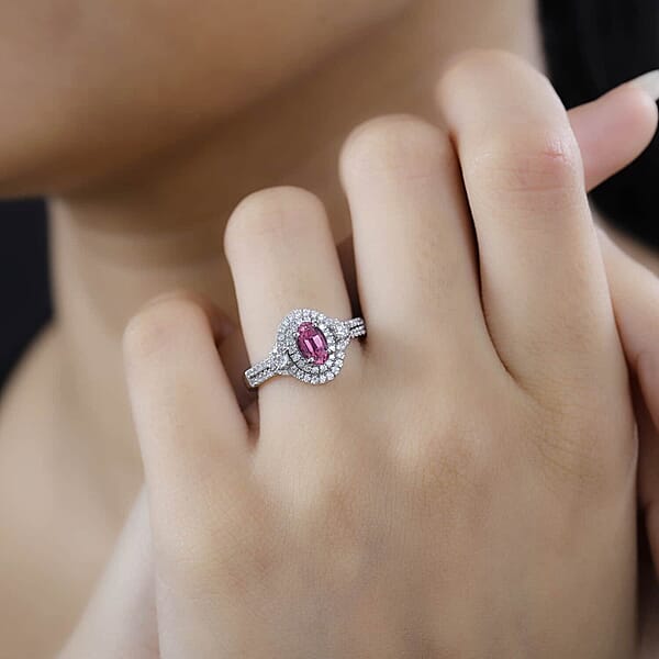 Shop Lc Rhapsody AAAA Mahenge Spinel And E-F VS Diamond 1.15 Ctw Ring In 950 Platinum 6.65 Grams