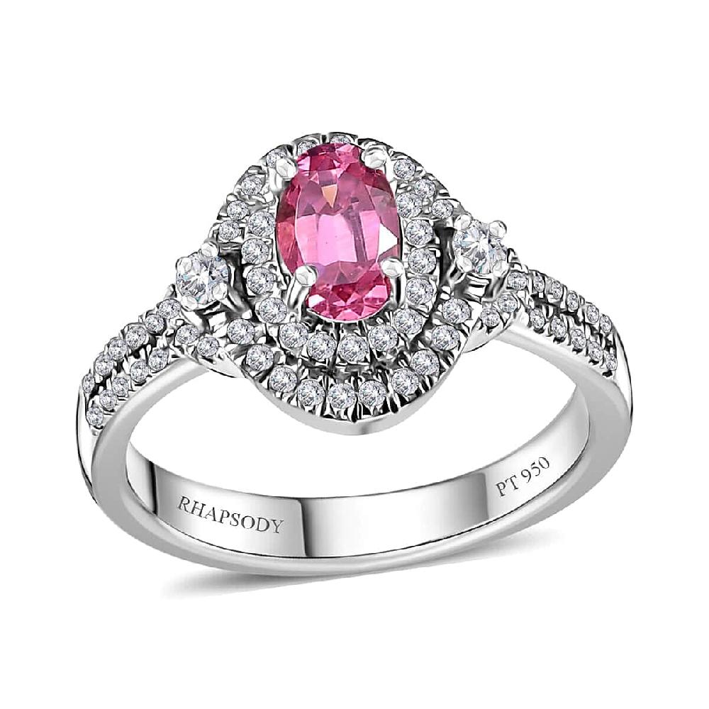 shop lc Rhapsody AAAA Mahenge Spinel and E-F VS Diamond 1.15 ctw Ring in 950 Platinum 6.65 Grams