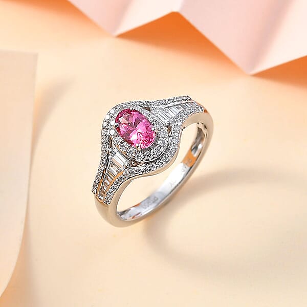Shop Lc Rhapsody AAAA Mahenge Spinel And E-F VS2 Diamond 1.20 Ctw Ring In 950 Platinum 6.10 Grams