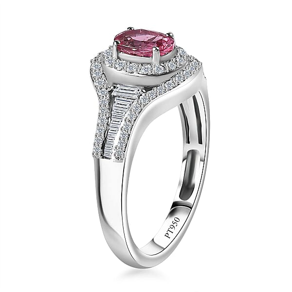 Shop Lc Rhapsody AAAA Mahenge Spinel And E-F VS2 Diamond 1.20 Ctw Ring In 950 Platinum 6.10 Grams