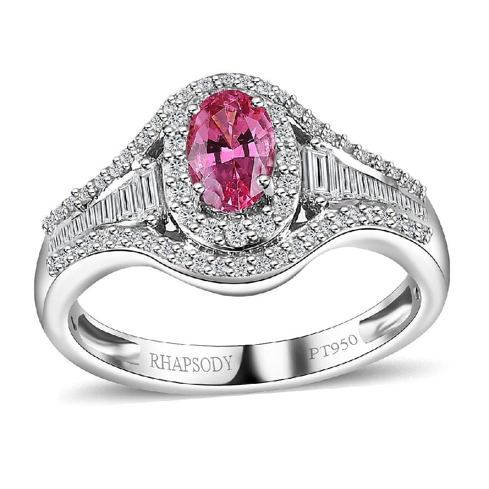 shop lc Rhapsody AAAA Mahenge Spinel and E-F VS2 Diamond 1.20 ctw Ring in 950 Platinum 6.10 Grams