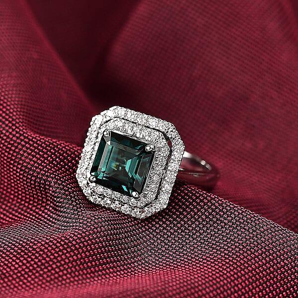 Shop Lc Rhapsody AAAA Monte Belo Indicolite And E-F VS Diamond 3.85 Ctw Ring In 950 Platinum 7.22 Grams