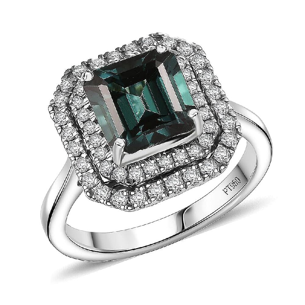 shop lc Rhapsody AAAA Monte Belo Indicolite and E-F VS Diamond 3.85 ctw Ring in 950 Platinum 7.22 Grams