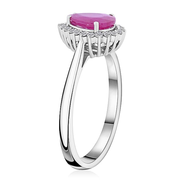 Shop Lc Rhapsody AAAA Montepuez Ruby Diamond Halo Ring In 950 Platinum 2.05 Ctw