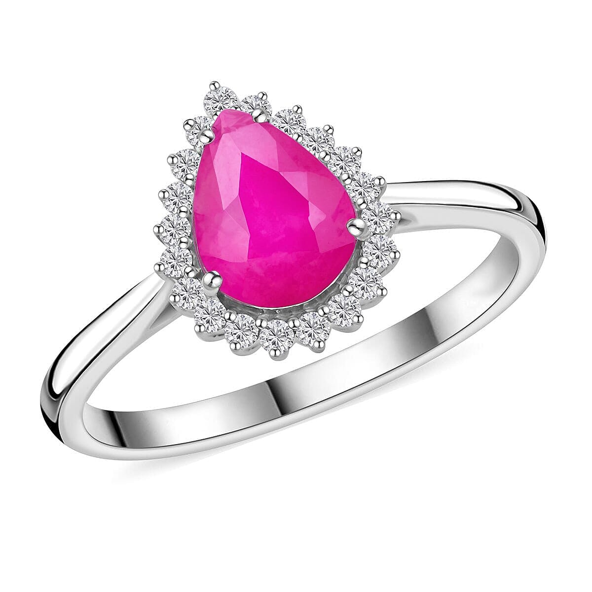 shop lc Rhapsody AAAA Montepuez Ruby Diamond Halo Ring in 950 Platinum 2.05 ctw