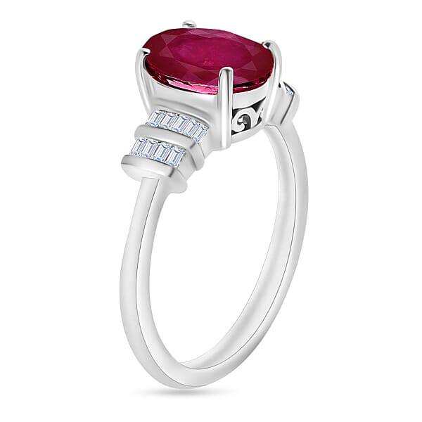 Shop Lc Rhapsody AAAA Mozambique Ruby And E-F VS2 Diamond 2.70 Ctw Ring In 950 Platinum 5.25 Grams
