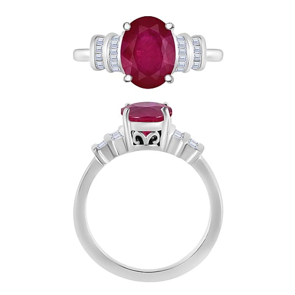 Shop Lc Rhapsody AAAA Mozambique Ruby And E-F VS2 Diamond 2.70 Ctw Ring In 950 Platinum 5.25 Grams