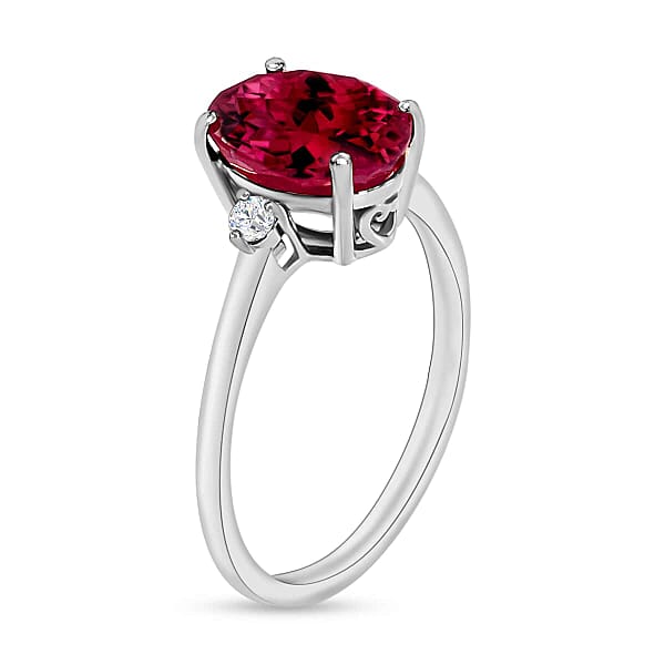 Shop Lc Rhapsody AAAA Ouro Fino Rubellite And E-F VS Diamond 2.50 Ctw Ring In 950 Platinum 5.50 Grams (Del. In 10-12 Days)