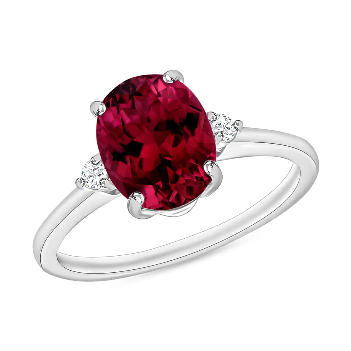 shop lc Rhapsody AAAA Ouro Fino Rubellite and E-F VS Diamond 2.50 ctw Ring in 950 Platinum 5.50 Grams (Del. in 10-12 Days)