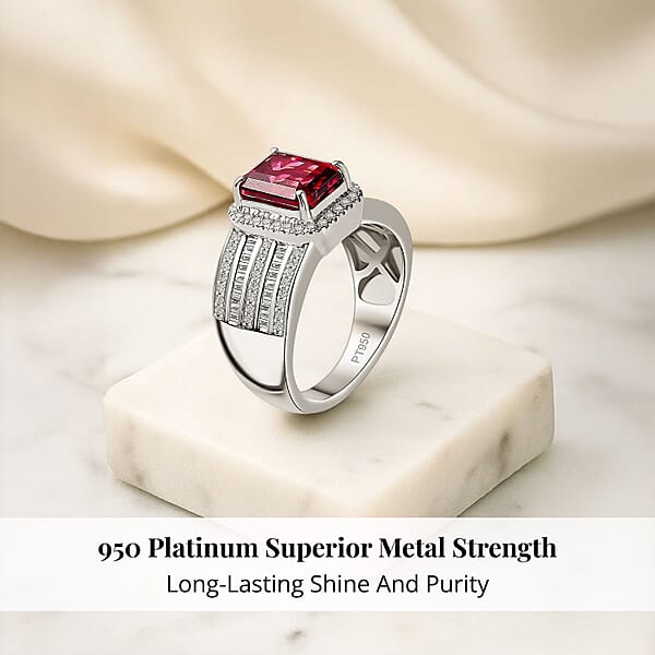 Shop Lc Rhapsody AAAA Ouro Fino Rubellite And E-F VS2 Diamond 3.30 Ctw Ring In 950 Platinum 10.70 Grams